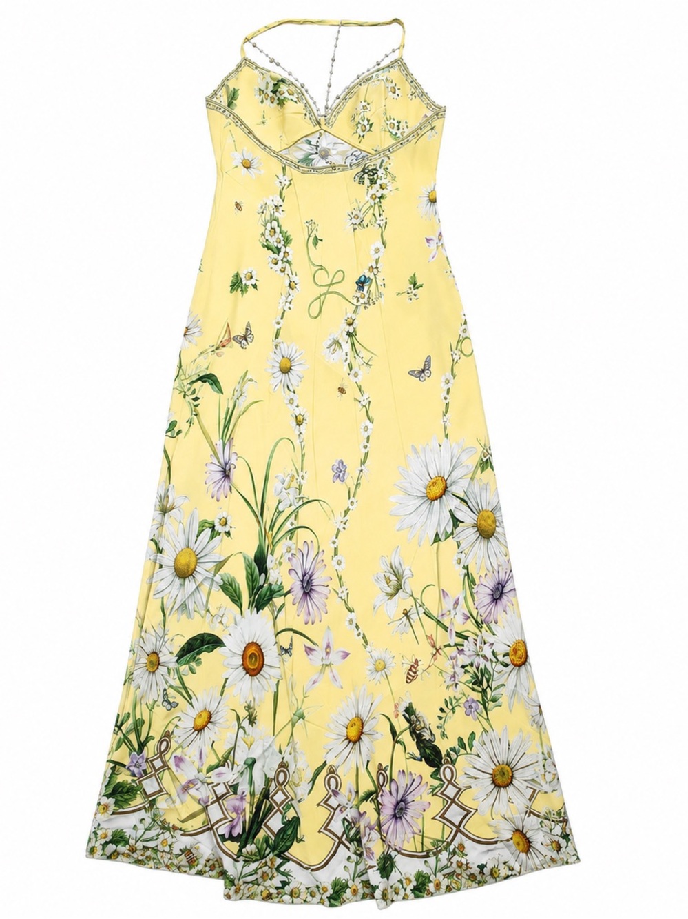 CAMILLA SILK FLORAL DAISY CHAINS DETAIL SLIP STRAPPY MAXI DRESS - Picture 10 of 14
